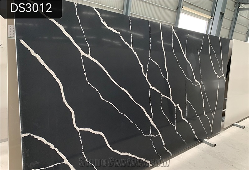 Pure Black Quartz Slabs Engineered Stone Slabs