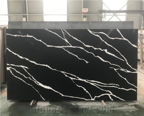 Pure Black Quartz Slabs Engineered Stone Slabs