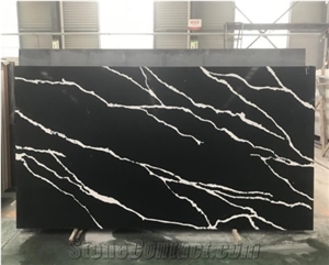 Pure Black Quartz Slabs Engineered Stone Slabs