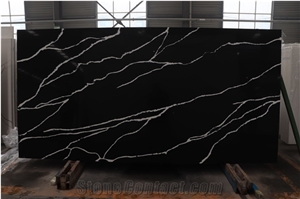 Pure Black Quartz Slabs Engineered Stone Slabs