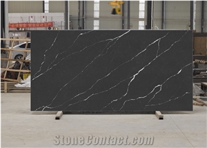 Pure Black Quartz Slabs Engineered Stone Slabs
