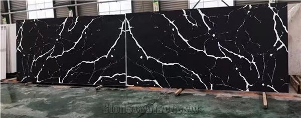 Pure Black Quartz Slabs Engineered Stone Slabs