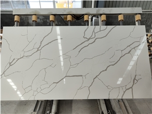 Artificial Quartz Polished Calacatta White Slabs