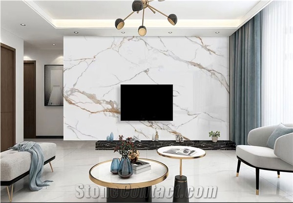 China Hot Seller Calacatta Gold Sintered Stone Slab For Wall