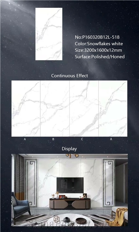 Factory Price Calacatta White Sintered Stone Slabs