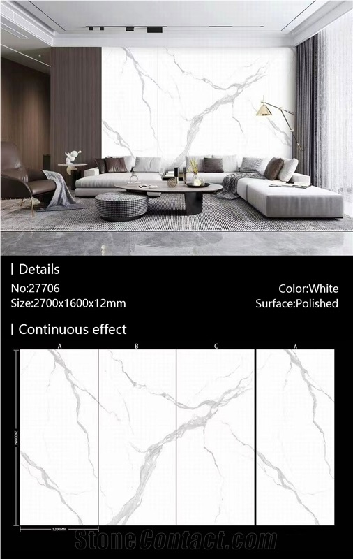 Factory Price Calacatta White Sintered Stone Slabs