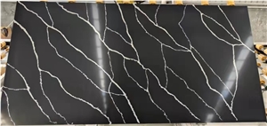 Nero Marquina Quartz Artificial Stone Black Slabs