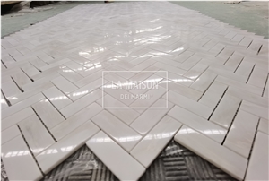 Aegean Pink Marble Polished Marble Herringbone Mosaic Tile