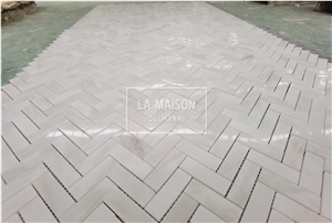 Aegean Pink Marble Polished Marble Herringbone Mosaic Tile