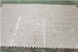 Aegean Pink Marble Polished Marble Herringbone Mosaic Tile