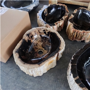 Petrified Wood Stone Wash Basin