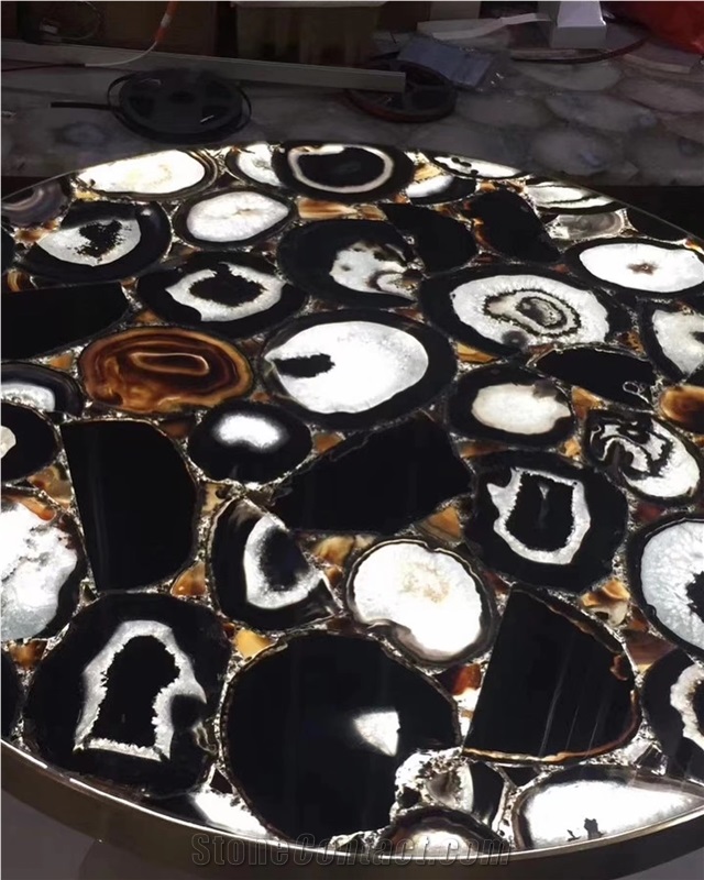 Agate Black Translucency Slab,Luxury Stone,Gemstone Slab