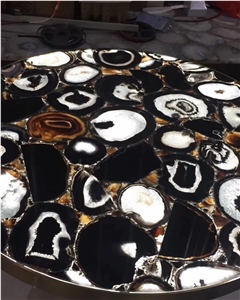 Agate Black Translucency Slab,Luxury Stone,Gemstone Slab
