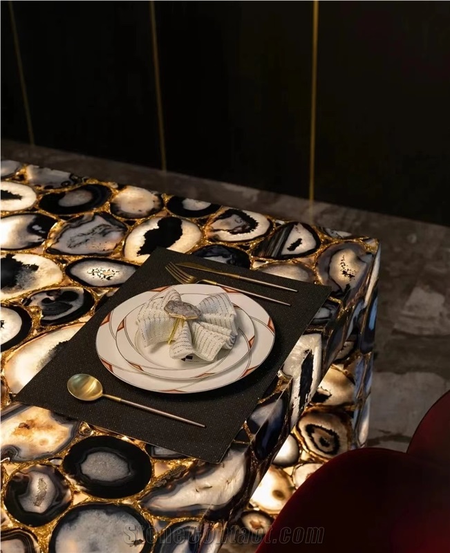 Agate Black Translucency Slab,Luxury Stone,Gemstone Slab