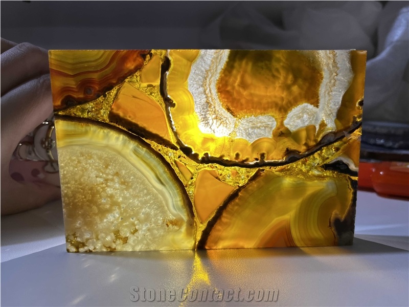 AGATE YELLOW BACKLIT,LUXURY, TRANSLUCENCY STONE