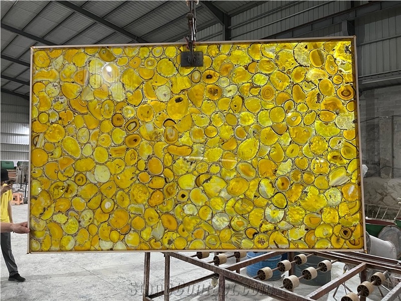 AGATE YELLOW BACKLIT,LUXURY, TRANSLUCENCY STONE