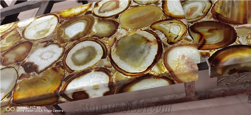 AGATE YELLOW BACKLIT,LUXURY, TRANSLUCENCY STONE