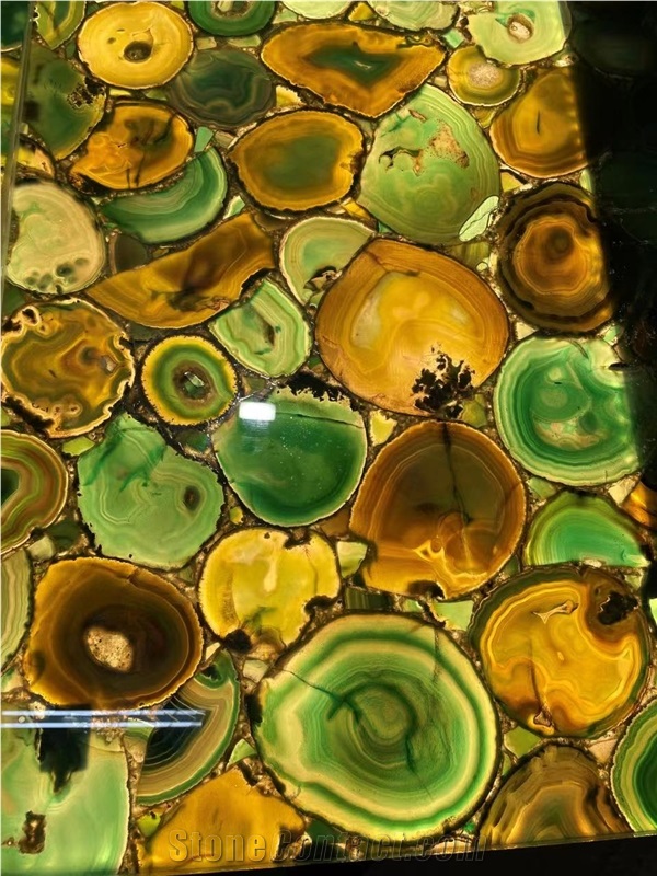 Backlit Green Agate Slab,Gemstone Tiles