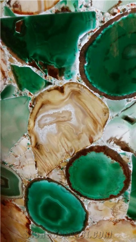 Backlit Green Agate Slab,Gemstone Tiles