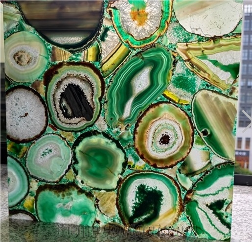 Backlit Green Agate Slab,Gemstone Tiles