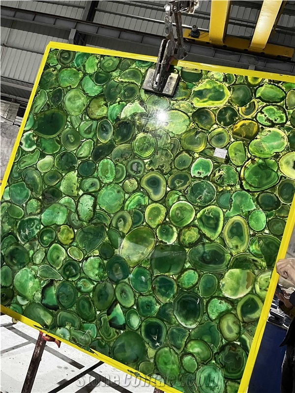 Backlit Green Agate Slab,Gemstone Tiles