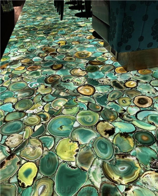 Backlit Green Agate Slab,Gemstone Tiles