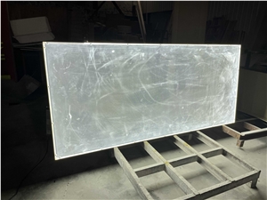 Gemstone Panel, White Quartz Semiprecious Stone Slab With Backlit