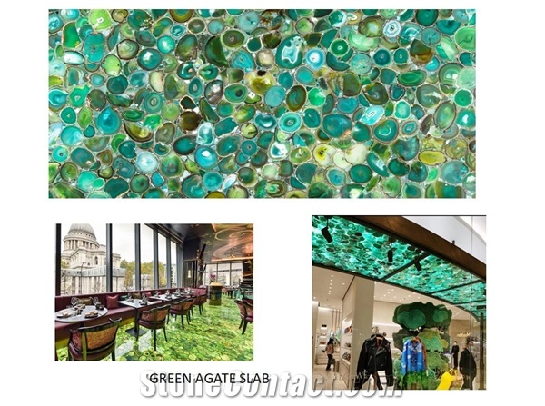 Green Agate Semiprecious Stone Floor-GREEN AGATE SLABS