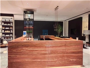 Iran Red Travertine Polished Reception Counters