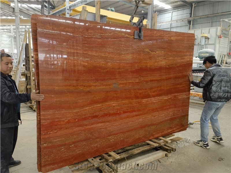 Iran Red Travertine Polished Reception Counters