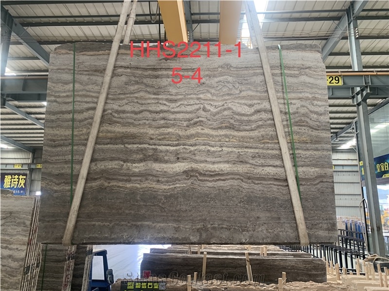Iranian Silver Travertine Honed&Unfilled Big Slabs