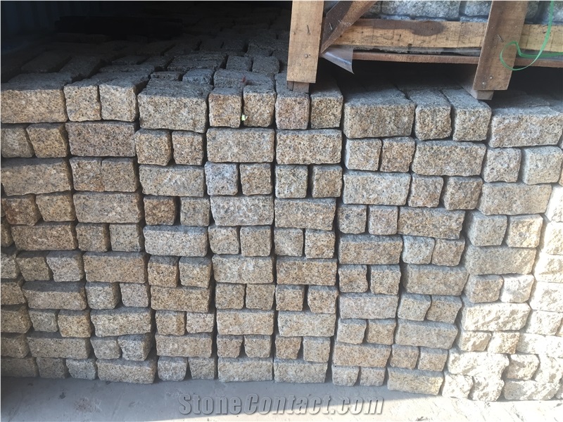 Yellow Granite Cobblestone, Pavers, Cubestone