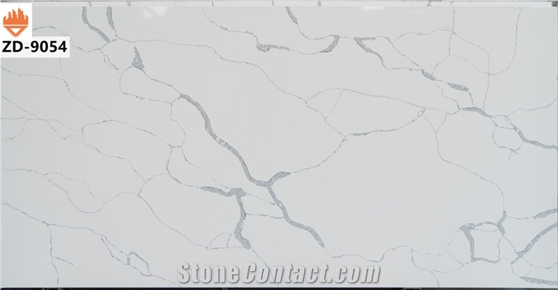 320X160x3cm Calacatta White Veined Quartz Slabs
