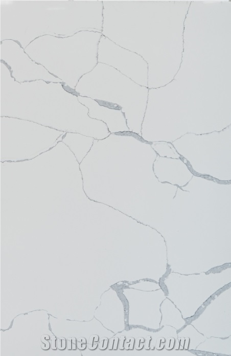 320X160x3cm Calacatta White Veined Quartz Slabs