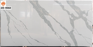 9060 Artificial White Marble Quartz Stones