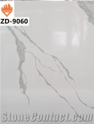 9060 Artificial White Marble Quartz Stones