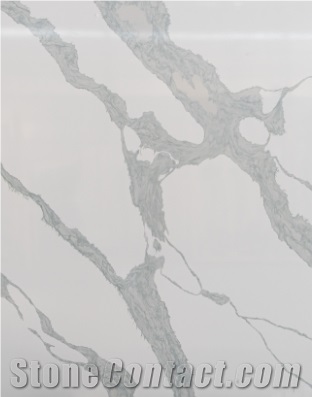 9060 Artificial White Marble Quartz Stones