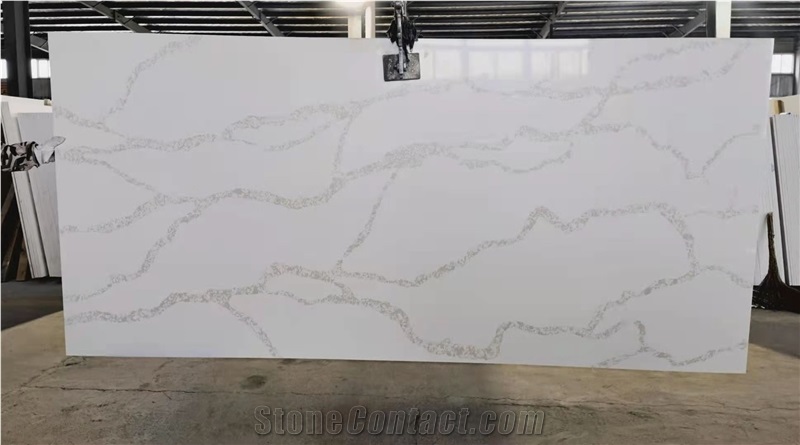 Beautifully Calacatta White 2023 Quartz Stone Slab