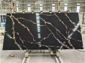 Black Calacatta Quartz Stone Slab Fashion Style