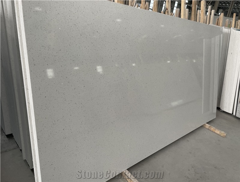 Black Fine Grain White Background Quartz Slab