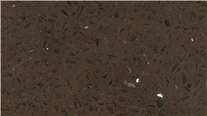 Brown Shiny &Crystal Particle Quartz Slabs