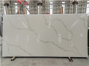 Calacatta Quartz Slab Liquid Vein Standard Size
