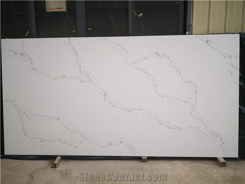 Famous Calacatta White Quartz Stone Slab