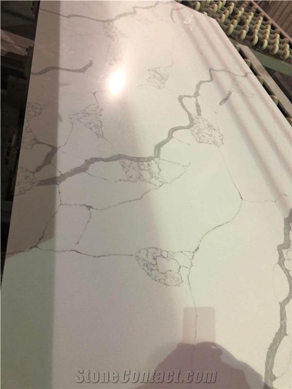 Glossy White  & Modern Calacatta Quartz Slabs