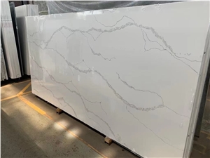 Most Popular Calacatta Quartz Jumbo Slab White Color
