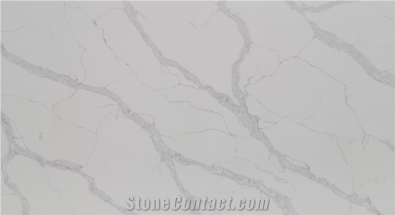 Shining White Calacatta Texture Quartz Slabs Best Seller