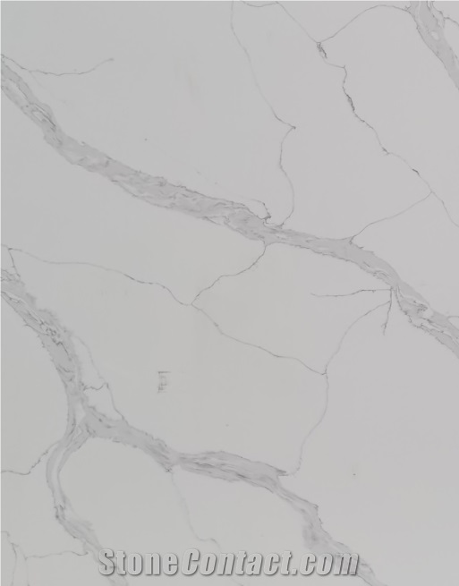 Shining White Calacatta Texture Quartz Slabs Best Seller