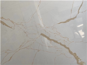 Super Nice Calacatta Quartz Slab Golden Veins