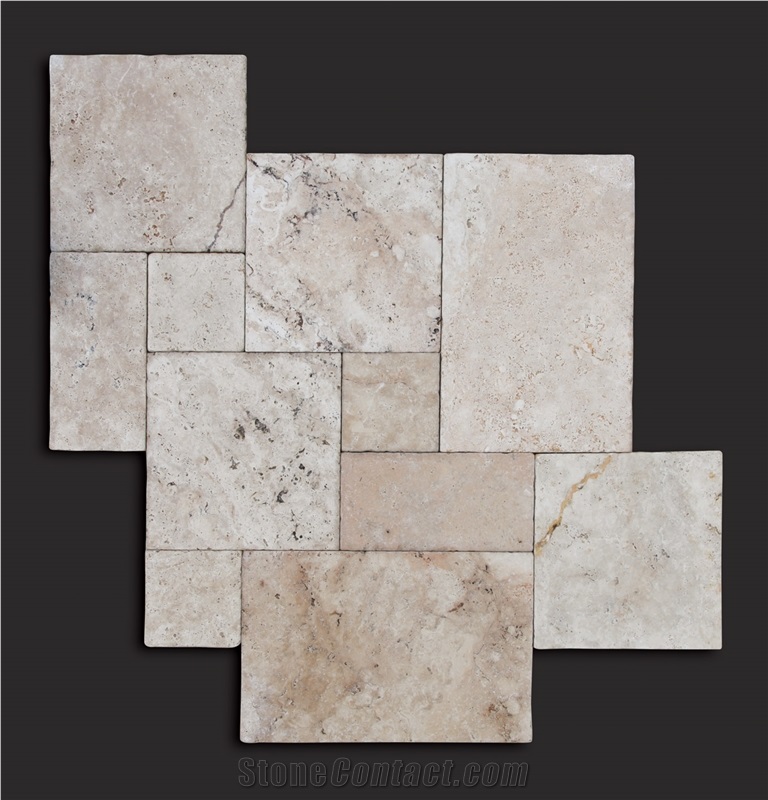 Assos Travertine French Pattern Terrace Pavement