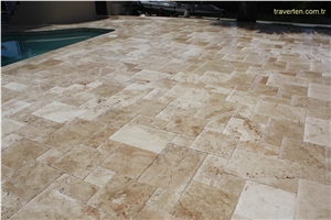 Assos Travertine French Pattern Terrace Pavement